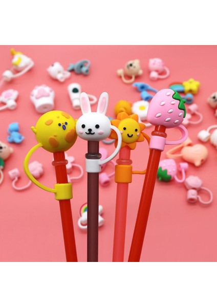 15 Silikon Saman Fişi Yeniden Kullanılabilir Hava Geçirmez Içme Toz Kapağı Bardak Aksesuarları Karikatür Fişler Ipuçları Kapak Takım Su Şişesi Saman Fişi (Yurt Dışından) modelleri