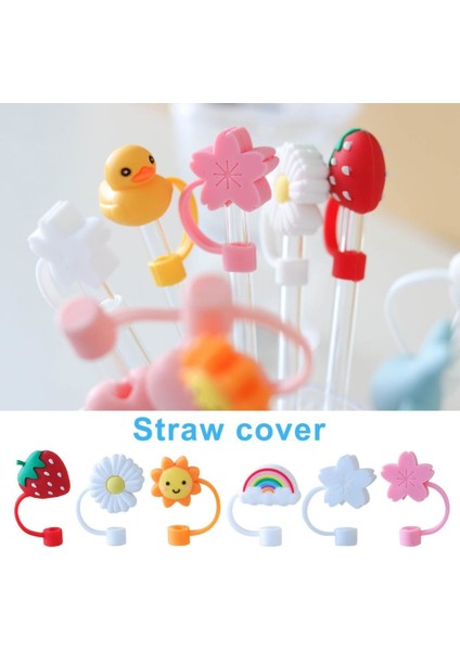 15 Silikon Saman Fişi Yeniden Kullanılabilir Hava Geçirmez Içme Toz Kapağı Bardak Aksesuarları Karikatür Fişler Ipuçları Kapak Takım Su Şişesi Saman Fişi (Yurt Dışından) fırsatları