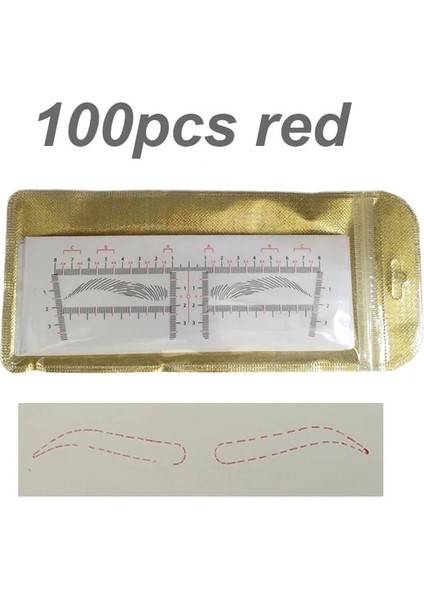 100 Adet Kırmızı 100 Adet Tek Kullanımlık Kaş Stencil Etiket Microblading Aksesuarları Kaynağı Kalıcı Makyaj Kaş Cetvel Ölçme Şekillendirme Araçları (Yurt Dışından)