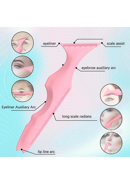 Pic Gösterisi Olarak 1 Adet Silikon Eyeliner Cetvel Çok Fonksiyonlu Göz Makyajı Yardımcı Eyeliner Aracı Kirpik Boyası Ruj Silikon Güzellik Cetveli (Yurt Dışından)