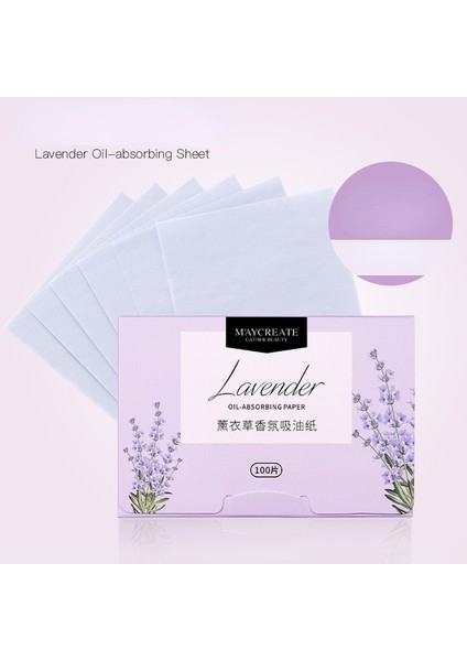 Lavanta 100 Adet Yüz Yağı Kurutma Kağıdı Taşınabilir Yüz Mendil Yüz Temizleyici Yağ Kontrolü Yağ Emici Levhalar Kurutma Doku Makyaj Araçları (Yurt Dışından)
