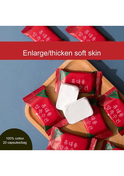 Kare 24X30 cm 20 Adet Tek Kullanımlık Seyahat Havlusu Sıkıştırılmış Yüz Havlusu Kompakt Tablet Mini Islak Mendil Peçete Makyaj Çıkarma Yüz Havlusu (Yurt Dışından)