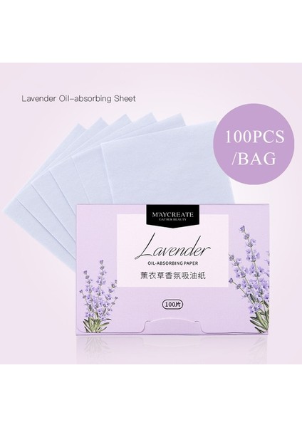 Lavanta 100 Adet Yüz Yağı Kurutma Kağıdı Taşınabilir Yüz Mendil Yüz Yağı Kontrolü Yağ Emici Levhalar Kurutma Makyaj Araçları Aksesuarları (Yurt Dışından)