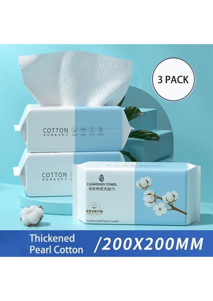 3 Paket 300 Yaprak Yumuşak Kalın Tek Kullanımlık Havlu Yüz Temizleme Pamuklu Doku Islak Kuru Çoklu Kullanım Mendilleri Makyaj Temizleme Havlusu Cilt Bakımı Için (Yurt Dışından) indirimleri