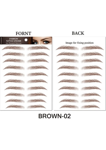 Kahverengi 02 6d Kaşları Etiket Su Transferi Uzun Ömürlü Saç Benzeri Göz Kaş Kaş Dövme Göz Güzellik Göz Kaş Arttırıcılar (Yurt Dışından)