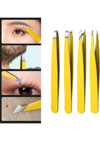 Sarı ve Mavi 4 Adet Paslanmaz Çelik Cımbız SP99 (Yurt Dışından) modelleri