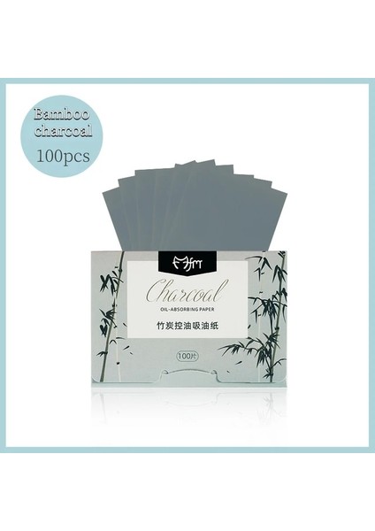 No.9 Bambu Kömür 100 Adet Yüz Yağ Kontrolü Temizleme Mendilleri Yağ Kontrolü Yüz Emici Kağıt Emici Levha Yağlı Paspas Dokular Yüz Temizleme Kağıdı (Yurt Dışından)