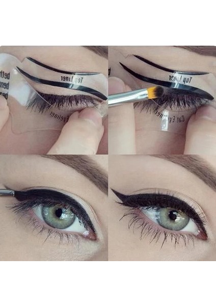 2 Adet Eyeliner Şablonlar Kanatlı Eyeliner Stencil Modelleri Şablon Şekillendirme Araçları Kaşlar Şablon Kart Göz Farı Makyaj Aracı (Yurt Dışından)