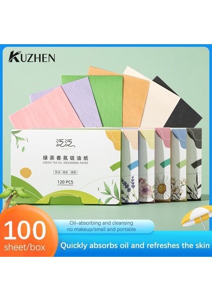 Tip 1--100 Adet Yüz Emici Kağıt Yüz Mendil Matcha Anti-Yağ Kağıt Yağ Emici Levhalar Kozmetik Makyaj Yüz Temizleme Araçları (Yurt Dışından)