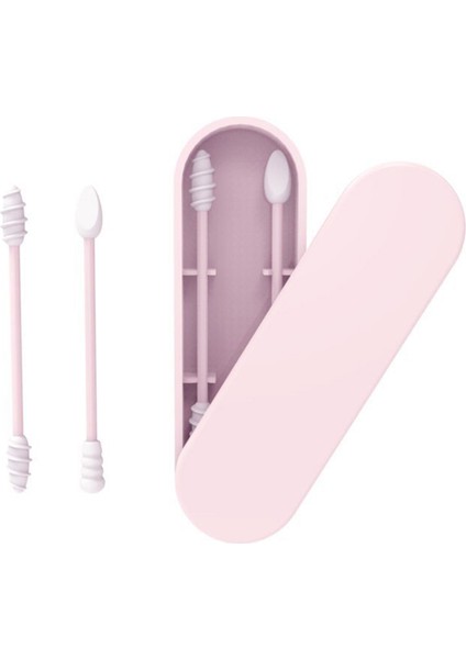 Pembe Taşınabilir Silikon Pamuklu Çubukla Sopa Yeniden Kullanılabilir Taşınabilir ve Temizlenebilir Kulak Pamuklu Çubukla Kulak Temizleme Makyaj 2 Adet Makyaj Aracı (Yurt Dışından)