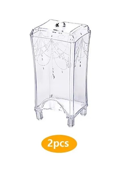 WHITE2PCS Makyaj Kutusu Organizatör Temizle Standı Makyaj Temizleyici Pamuk Ped Dağıtıcı Tutucu Plastik Konteyner (Yurt Dışından)