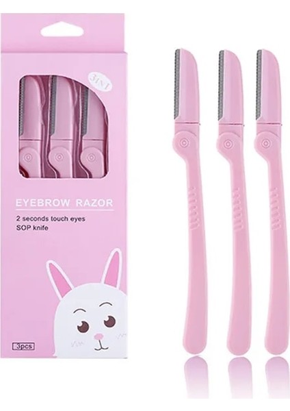 3 Adet Pembe Katlanır Kaş Şekillendirici Yüz Usturası (Yurt Dışından)