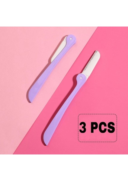 Mor 3 Adet Kadın Kaş Düzeltici Şekillendirici Yüz Usturası(Yurt Dışından)