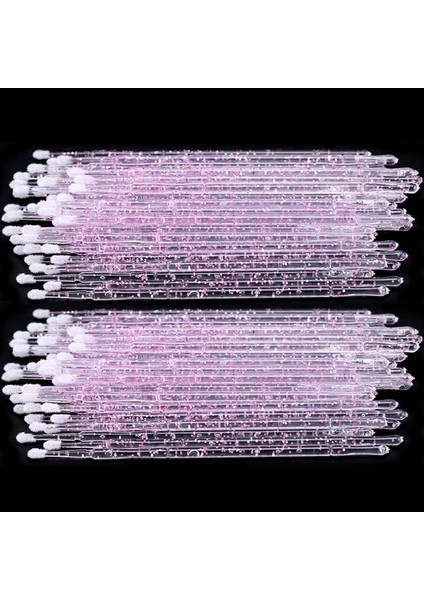 Pembe 50 Adet Kristal Renk Tek Kullanımlık Kirpik Fırçası Pamuklu Çubukla Mikro Fırça Kişisel Kirpik Temizleme Aracı Kirpik Uzatma Aracı Uygulama (Yurt Dışından)