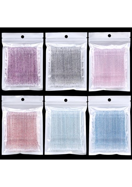 Pembe 50 Adet Kristal Renk Tek Kullanımlık Kirpik Fırçası Pamuklu Çubukla Mikro Fırça Kişisel Kirpik Temizleme Aracı Kirpik Uzatma Aracı Uygulama (Yurt Dışından)