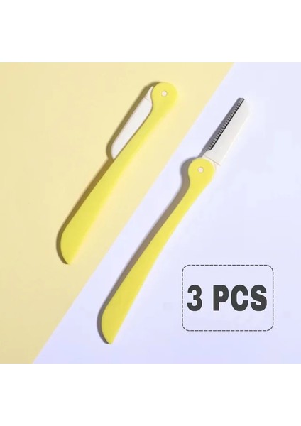 Sarı 3 Adet Kadın Kaş Düzeltici Şekillendirici Yüz Usturası (Yurt Dışından)