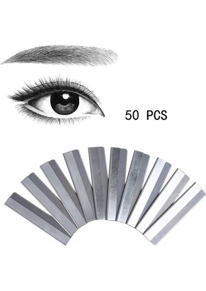 50 Adet Jilet 10 Adet Paslanmaz Çelik Kaş Güzellik Özel Jilet Kalıcı Makyaj Trim Yedek Bıçak Epilasyon Keskin Aracı Kaş Şekli (Yurt Dışından)