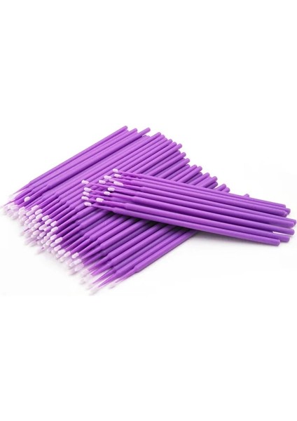 Mor 100 Adet Mikro Fırçalar Pamuklu Çubukla Kirpik Uzatma Tek Kullanımlık Göz Kirpik Tutkal Temizleme Fırçaları Aplikatör Çubukları Makyaj Araçları (Yurt Dışından)