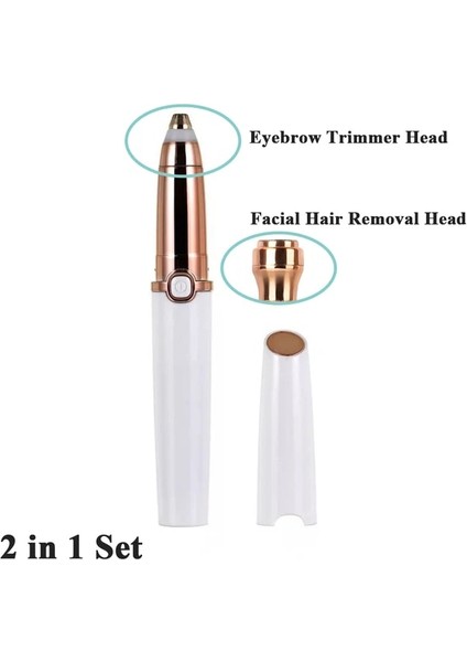 2 In 1 Set Beyaz Elektrikli Kaş Burun Yüz Epilatör (Yurt Dışından)