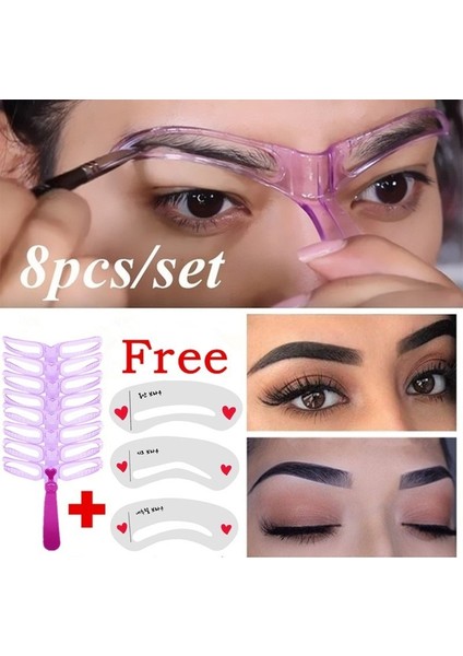 Menekşe 8 In1 Yeniden Kullanılabilir Kaş Şekillendirme Şablonu Yardımcı Kaş Yardımcıları Şablonlar Seti Bakım Kartı Kaş Tanımlayan Makyaj Araçları (Yurt Dışından)