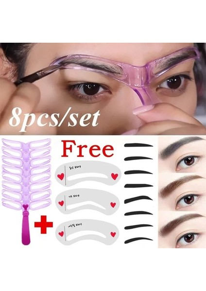 Menekşe 8 In1 Yeniden Kullanılabilir Kaş Şekillendirme Şablonu Yardımcı Kaş Yardımcıları Şablonlar Seti Bakım Kartı Kaş Tanımlayan Makyaj Araçları (Yurt Dışından)