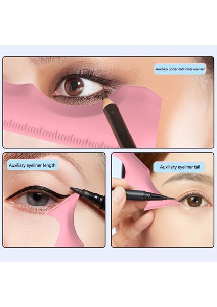 Yeşil Eyeliner Stencil Kanat Ipuçları Silikon Kedi Göz Astar Stencil Yeni Başlayanlar Için Çok Fonksiyonlu Yeniden Kullanılabilir Aplikatör Makyaj Aracı (Yurt Dışından)