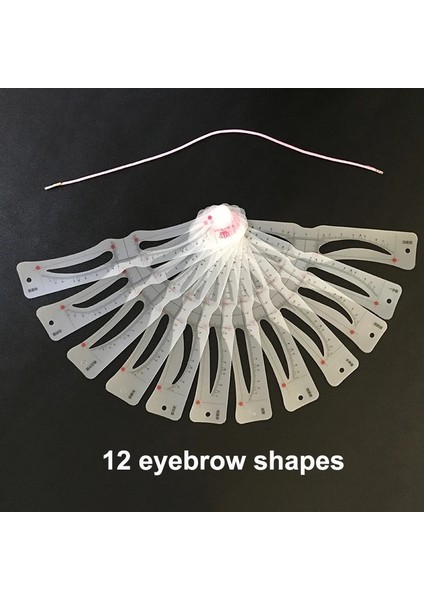 Kahverengi Kahve Kalemi Kaş Stencil Cetvel Kafa Bandı 12 Şekiller Kaş Kalemi ve Düzeltici Microblading Makyaj Aksesuarları ile Şekillendirme Aracı Tedbir (Yurt Dışından) fırsatları