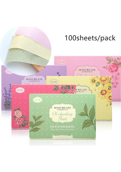 No.2 100 Yaprak/paket Yeşil Çay Yüz Yağı Kurutma Sayfaları Kağıt Temizleme Yüz Yağ Kontrolü Emici Kağıt Güzellik Makyaj Araçları (Yurt Dışından)