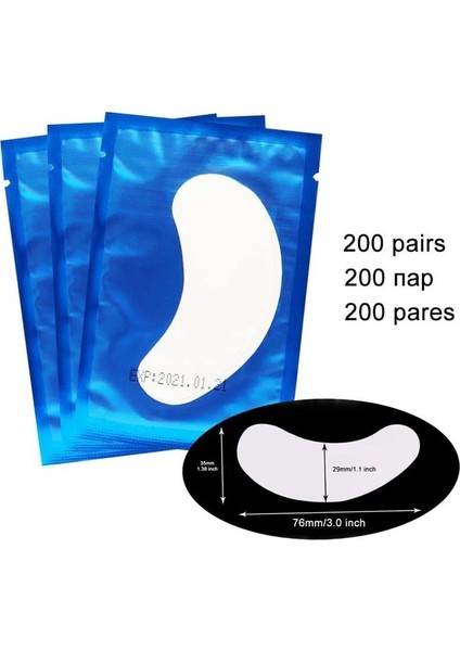 BLUE-200 Göz Kirpik Pedleri 50/200 Çift Altın Kirpik Uzatma Için Kirpik Pedleri Altında Göz Çıkartmalar Araçları Kağıt Yamalar Malzemeleri Tüy Bırakmayan (Yurt Dışından)