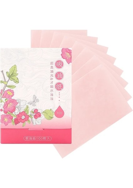 Pembe 100 Adet Yüz Yağ Kurutma Kağıdı Taşınabilir Paspas Mendil Yağ Emici Kontrol Pedleri Yüz Temizleme Çarşafları Kadın Güzellik Makyaj Araçları (Yurt Dışından)