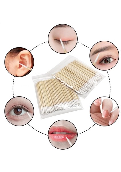 500 Adet 100/500 Adet Ahşap Pamuk Çubukla Kulaklar Için Sopa Temizleme Kaş Dudaklar Eyeliner Dövme Makyaj Kozmetik Araçları Temiz Sopa Tomurcukları (Yurt Dışından)