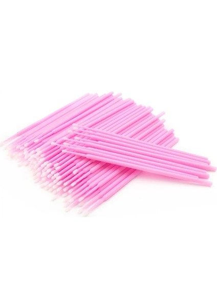 Pembe 100 Adet Mikro Fırçalar Pamuklu Çubukla Kirpik Uzatma Tek Kullanımlık Göz Kirpik Tutkal Temizleme Fırçaları Aplikatör Çubukları Makyaj Araçları (Yurt Dışından)