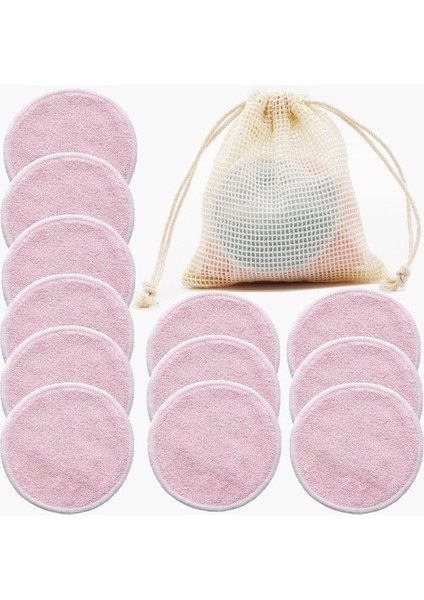 Pembe Yeniden Kullanılabilir Bambu Makyaj Temizleme Pedleri 12 Adet Yıkanabilir Mermi Temizleme Yüz Pamuk Makyaj Temizleme Pedleri Aracı (Yurt Dışından)