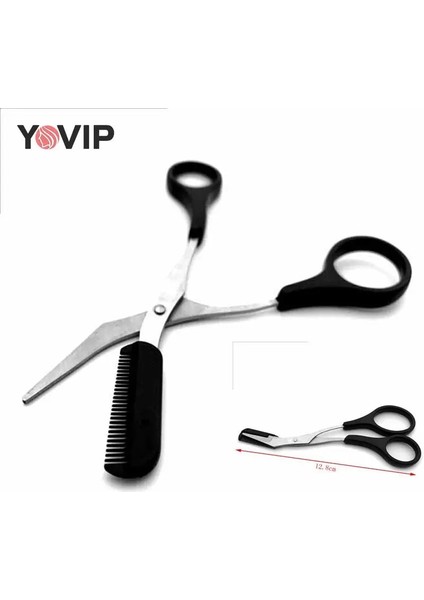 1 Adet Renk Rastgele 1 Adet Paslanmaz Çelik Kaş Düzeltici Bakım Kirpik Inceltme Makası Tarak Yüz Saç Makas Klip Kozmetik Makyaj Aracı 12.8 cm (Yurt Dışından)