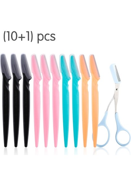 11 Adet Mix Mavi Kadın Kaş Düzeltici Şekillendirici Yüz Usturası (Yurt Dışından)