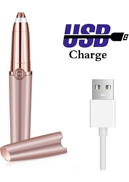 Gold2- Kadın USB Elektrikli Kaş Düzeltici Kalem Epilatör (Yurt Dışından)
