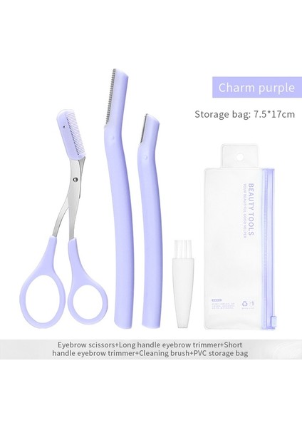 Mor 3 Adet Gelişmiş Kaş Düzeltme Bıçağı Güvenli Anti-Scratch Kaş Tıraş Aracı Erkekler ve Kadınlar Için Acemi Güzellik Aracı Set Kaş Jilet (Yurt Dışından)