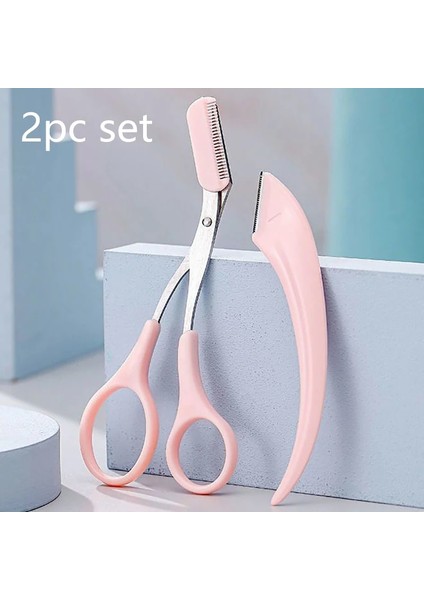 2 Adet Pembe Kaş Jilet Kaş Düzeltici Makas Kadınlar Için Güzellik Ürünleri Kaş Makası Tarak ile Paslanmaz Çelik Güzellik Makyaj Araçları (Yurt Dışından) fırsatları
