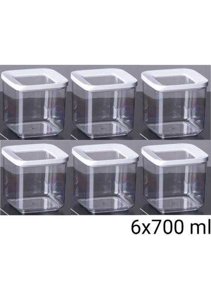 6 Adet 700ML Vipahmet Klasik Beyaz Kapak Vakumlu Saklama Kabı