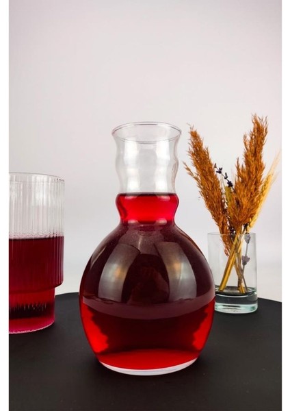 Cam Su ve Meşrubat Mini Sürahi Karaf Sunum Kokteyl Şişesi 550 ml