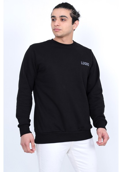Erkek Sweatshirt 3 Iplik Kompak Kumaş Regular Siyah fırsatları