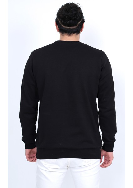 Erkek Sweatshirt 3 Iplik Kompak Kumaş Regular Siyah indirimleri
