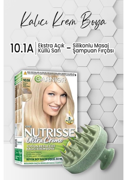 Garnier Nutrisse Saç Boyası 10.1a Ekstra Açık Küllü Sarı Ve Masaj Şampuan Fırçası Yeşil