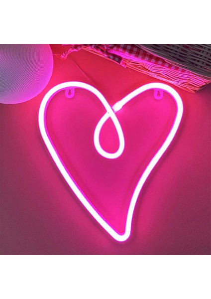 Love Heart Neon Light Valentine's Night Lights Gift,led Heart Shape Neon Signs Lamp Neon Decor For Wall,fun Light For Kids Room Decoration Powered By /usb(Pink) (Yurt Dışından)