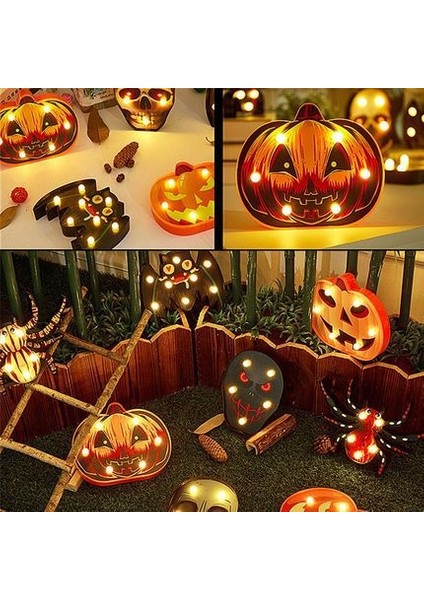 Halloween Painted Shape Pumpkin Ghost Skull Spider Bat Decorative Light Shooting Props Net Red Night Light (Painted Pumpkin 2) (Yurt Dışından) fiyatları