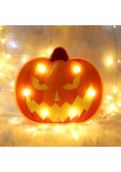 Halloween Painted Shape Pumpkin Ghost Skull Spider Bat Decorative Light Shooting Props Net Red Night Light (Painted Pumpkin 3) (Yurt Dışından)