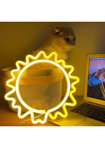Sun Neon Sign LED Night Light For Home Bedroom Wall Decor, USB Or Power Sun Neon Lamp For Girls Holiday Gifts, Neon Light Up Sign For Birthday Party, Bar, Christmas, Wedding (Yurt Dışından)