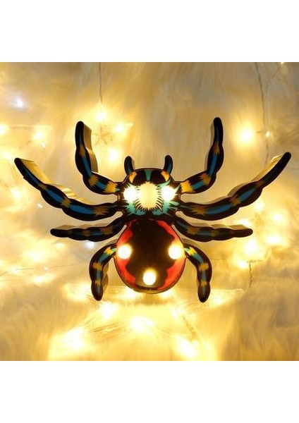 Halloween Painted Shape Pumpkin Ghost Skull Spider Bat Decorative Light Shooting Props Net Red Night Light (彩绘蜘蛛2) (Yurt Dışından)