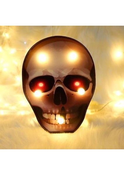 Halloween Painted Shape Pumpkin Ghost Skull Spider Bat Decorative Light Shooting Props Net Red Night Light (Painted Skull 2) (Yurt Dışından)