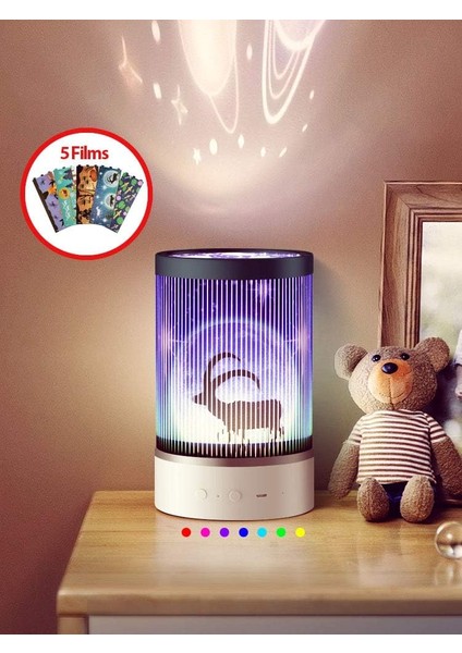 Moving Motion Lamp Night Light Projector Multifunctional Remote Control 5 Rotatable Theme Films (Black) (Yurt Dışından) fiyatları